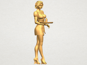 beautiful girl 09 waitress 3D-printmodel