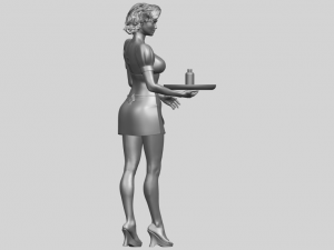 beautiful girl 09 waitress 3D-printmodel