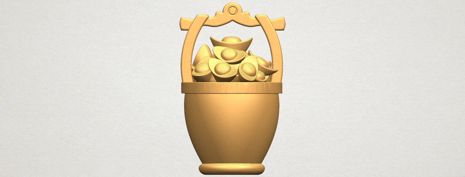 gold in bucket 3D Print Model .c4d .max .obj .3ds .fbx .stl .blend 
