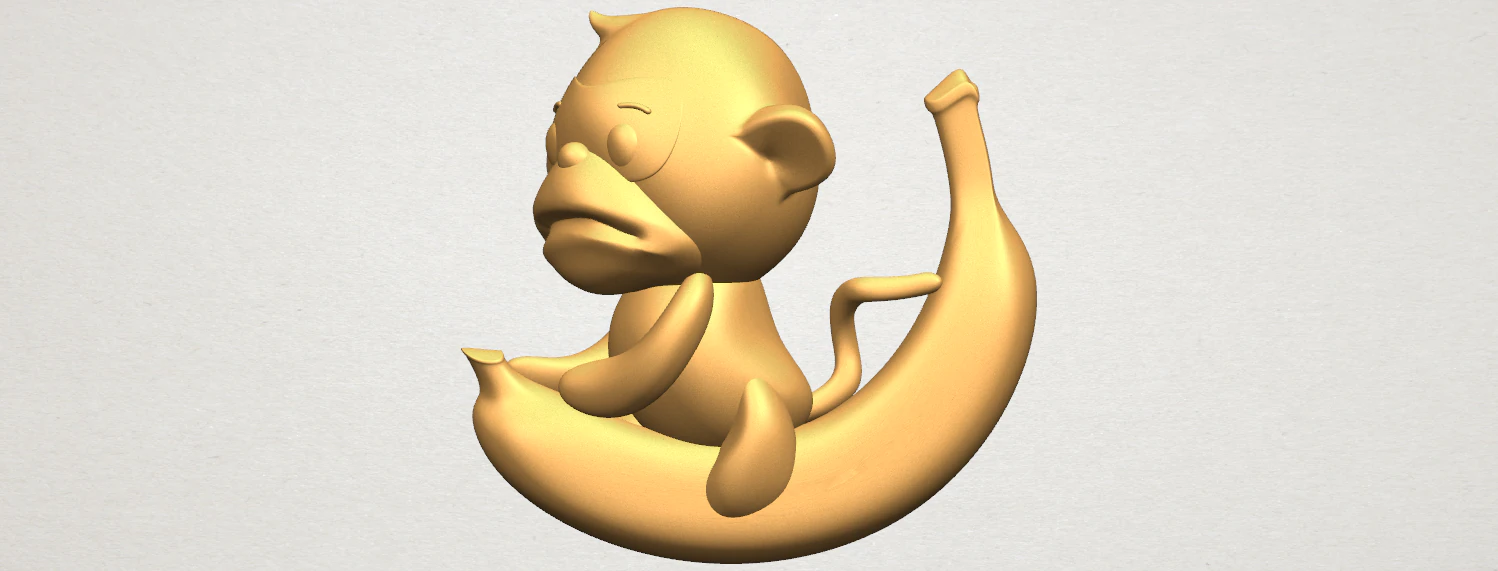 monkey and banana 3D Print Model .c4d .max .obj .3ds .fbx .stl .blend