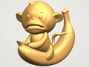 monkey and banana 3D Print Model