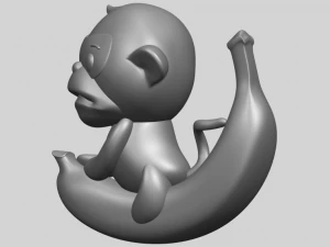 monkey and banana 3D Print Model
