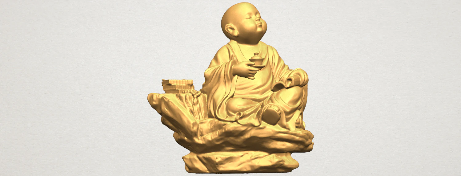 little monk drink tea 3D Print Model .c4d .max .obj .3ds .fbx .stl .blend 
