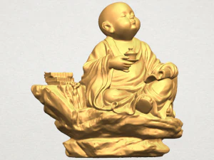 小さな僧侶がお茶を飲む 3Dプリントモデル