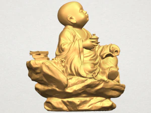 little monk drink tea 3D Print Model