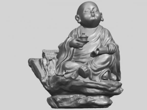little monk drink tea 3D Print Model