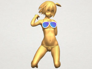 裸の女の子 - 膝を曲げた 04 3Dプリントモデル