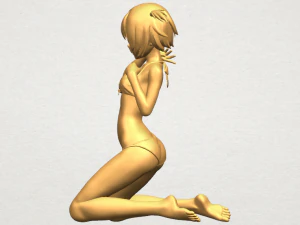 naked girl - bended knees 04 3D Print Model