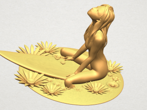 girl surfing board 01 3D Принт Модель