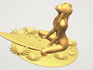girl surfing board 01 3D Print Model