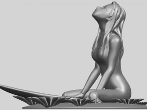 girl surfing board 01 3D Print Model