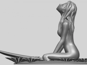 girl surfing board 01 3D Print Model