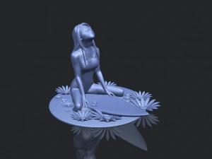 girl surfing board 01 3D Print Model
