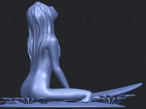 girl surfing board 01 3D Print Model