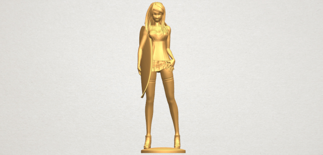 girl surfing board 02 Model Cetak 3D .c4d .max .obj .3ds .fbx .stl .blend 