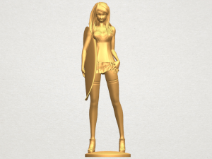 girl surfing board 02 3Dプリントモデル