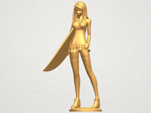 girl surfing board 02 Model Cetak 3D