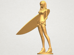 girl surfing board 02 Model Cetak 3D