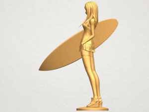 girl surfing board 02 Model Cetak 3D