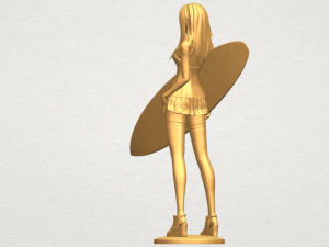 girl surfing board 02 Model Cetak 3D