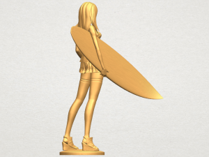 girl surfing board 02 Model Cetak 3D
