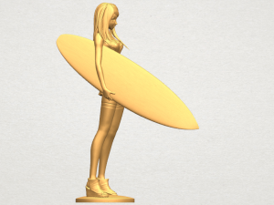 girl surfing board 02 Model Cetak 3D