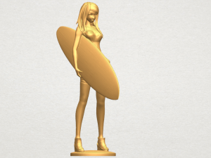 girl surfing board 02 Model Cetak 3D
