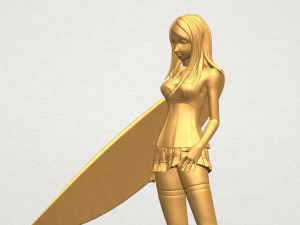 girl surfing board 02 Model Cetak 3D