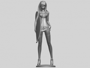 girl surfing board 02 Model Cetak 3D