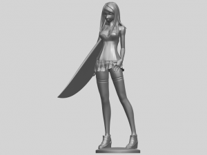 girl surfing board 02 Model Cetak 3D
