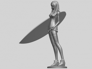 girl surfing board 02 Model Cetak 3D