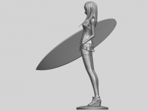 girl surfing board 02 Model Cetak 3D