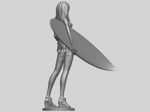 girl surfing board 02 Model Cetak 3D