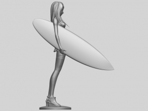 girl surfing board 02 Model Cetak 3D