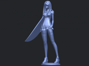 girl surfing board 02 Model Cetak 3D