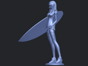 girl surfing board 02 Model Cetak 3D