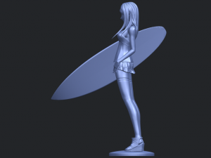 girl surfing board 02 Model Cetak 3D