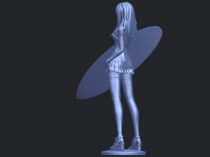girl surfing board 02 Model Cetak 3D