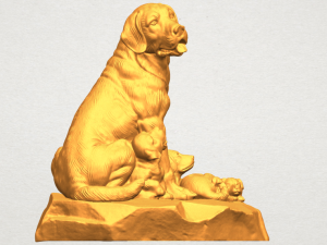 dog and puppy 02 3D-Druckmodell