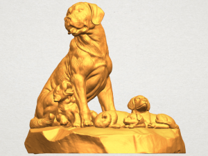 dog and puppy 02 3D-Druckmodell