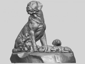 dog and puppy 02 3D Print Model