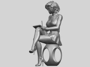 beautiful girl 17-sitting 3D Print Model