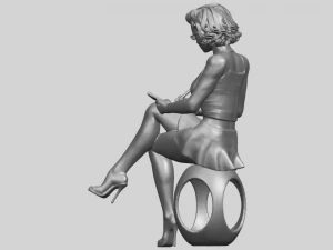beautiful girl 17-sitting 3D Print Model