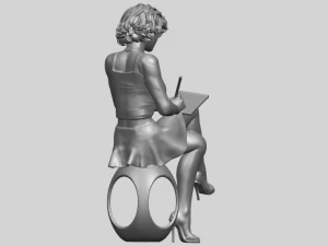 beautiful girl 17-sitting 3D Print Model