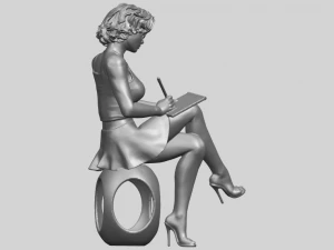 beautiful girl 17-sitting 3D Print Model