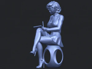beautiful girl 17-sitting 3D Print Model