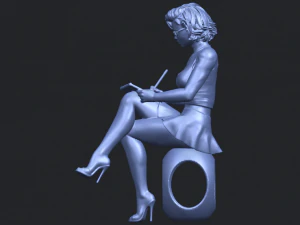 beautiful girl 17-sitting 3D Print Model