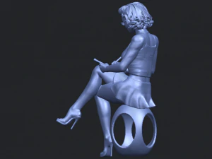 beautiful girl 17-sitting 3D Print Model