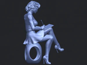 beautiful girl 17-sitting 3D Print Model