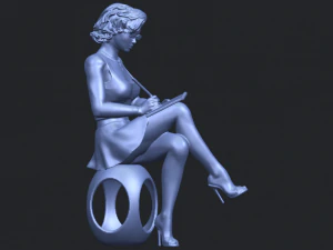 beautiful girl 17-sitting 3D Print Model